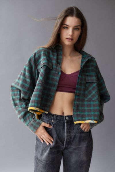 BDG Caleb Cropped Flannel Shirt