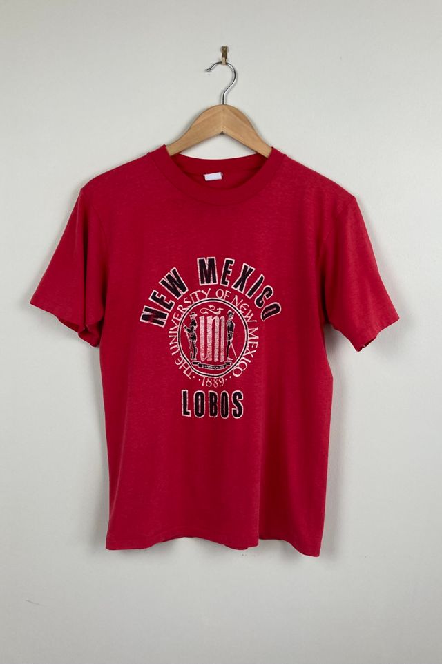 New Mexico Lobos Distressed Retro Logo T-Shirt – Charcoal, Size XL, Officially Licensed University Team Apparel