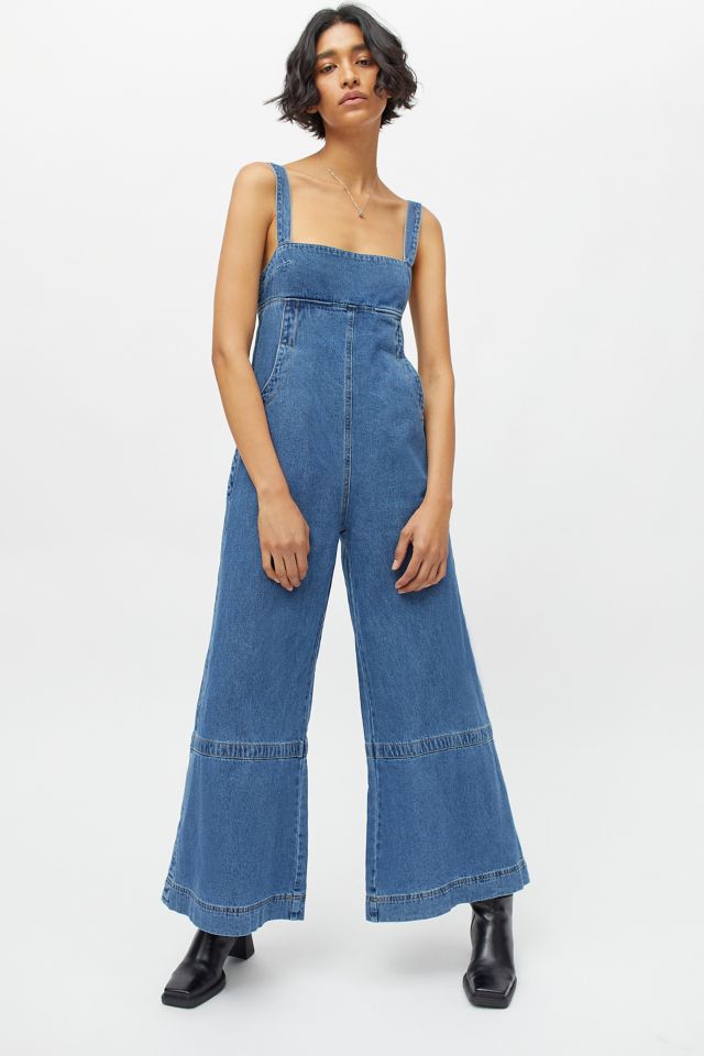 Wide-Leg Denim Overalls