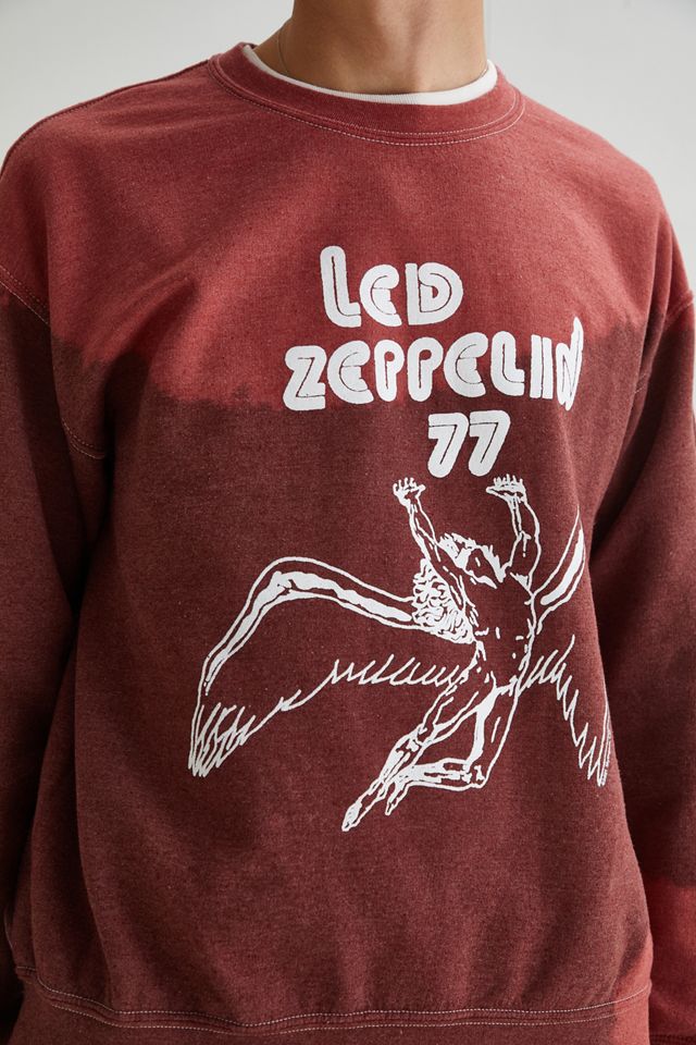 60s！？鬼フェードLED ZEPPELIN スウェット　赤 Led Zeppelin '77 Vintage Wash Crew Neck Sweatshirt | Urban Outfitters