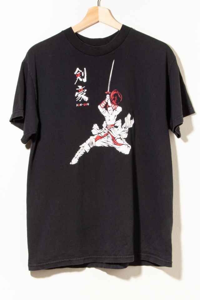 Vintage 1990s Ken-Gou Anime Ninja Distressed Graphic T-Shirt