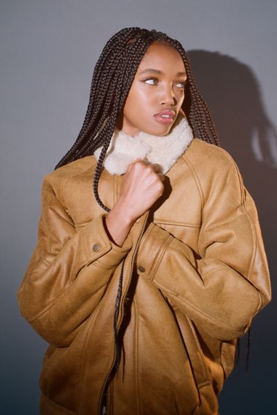 Urban outfitters batwing faux shearling jacket sale