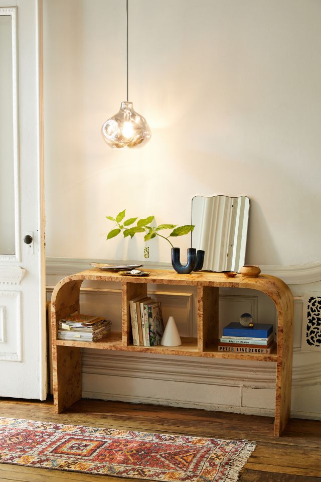 Burl wood console deals table