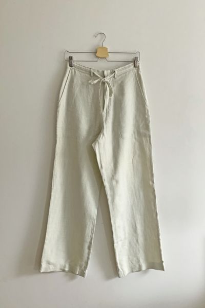 Vintage 1990s Banana Republic Black Linen Pants Elastic Waist