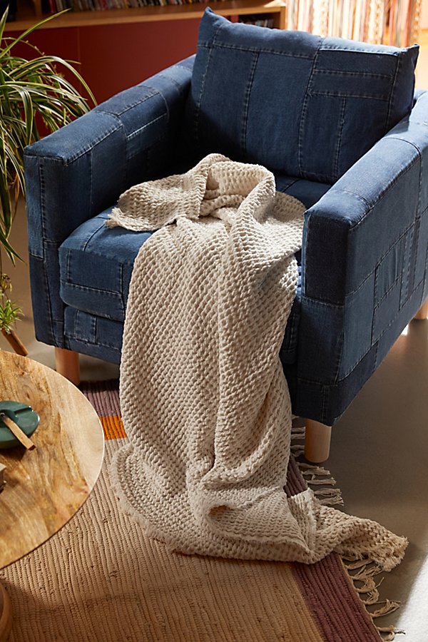 Urban Renewal Recycled Waffle Throw Blanket In Ivory