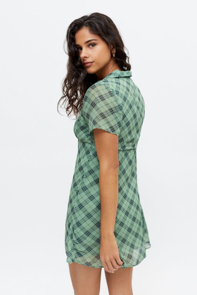 UO Sofia Plaid Mini Dress | Urban Outfitters