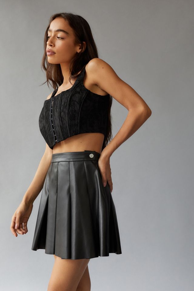 WeWoreWhat Pleated Faux Leather Mini Skirt