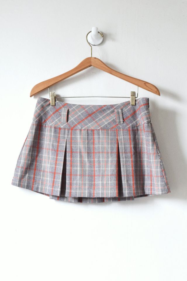 Pleated plaid shop micro mini skirt