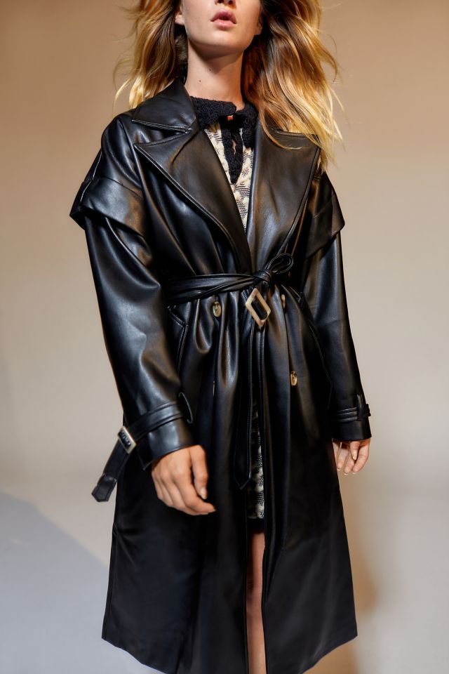 Apparis Natalia Vegan Leather Mid-Length Trench Coat | Urban Outfitters