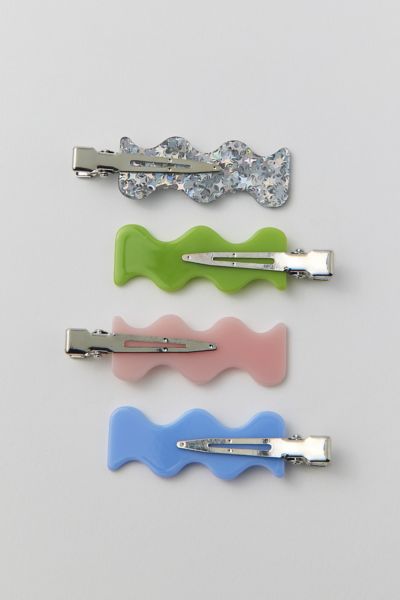 Urban Outfitters Crease-free Rubber Alligator Hair Clip Set In Teal