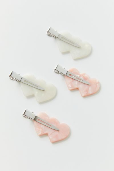 Urban Outfitters Crease-free Hair Clip Set In Pink Hearts