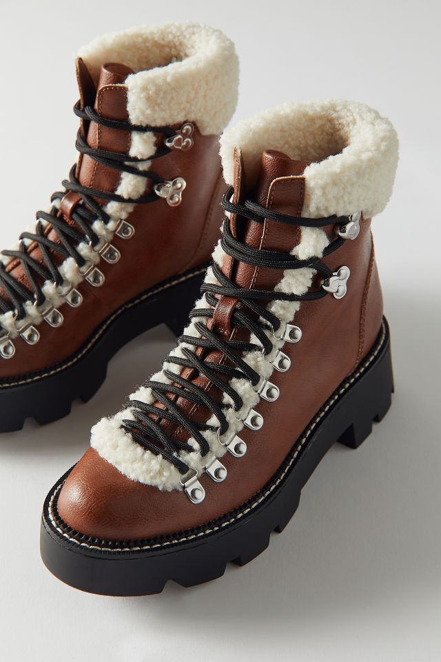 Boom hiker boot with genuine outlet calf hair steve madden