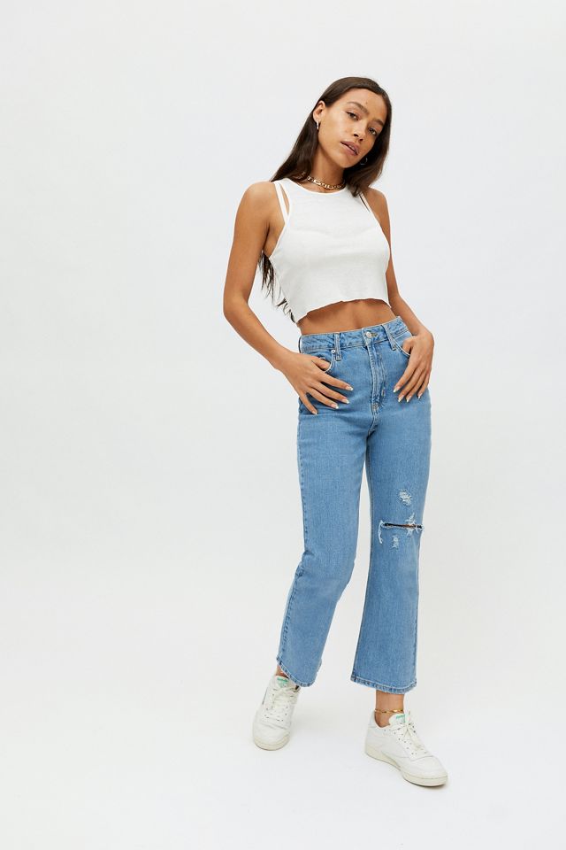 BDG High-Waisted Kick Flare Jean – Distressed Light Wash