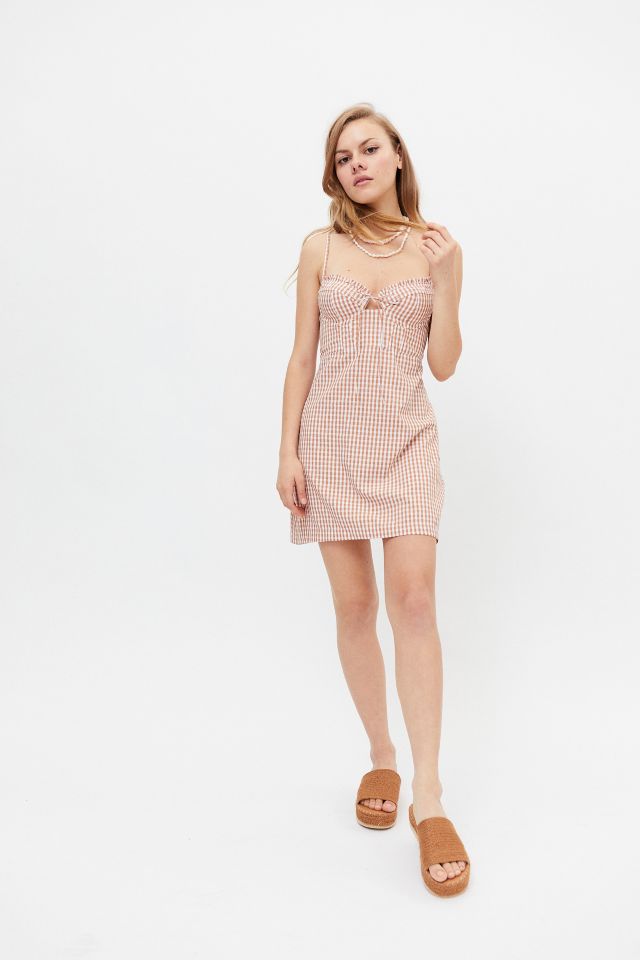 Uo tahoe gingham stretch mini outlet dress