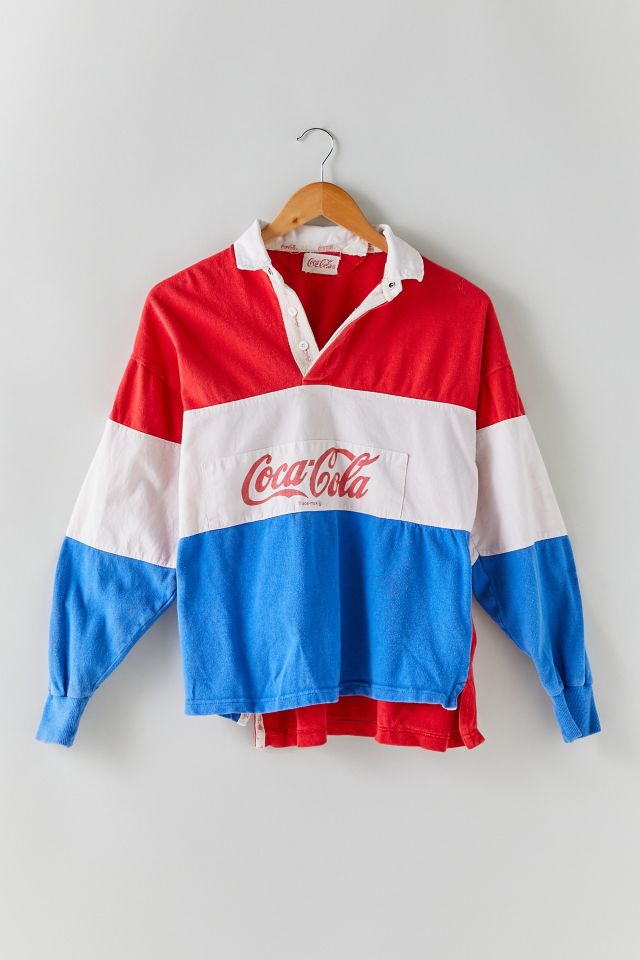 Vintage Coca-Cola Blue & Red Rugby Shirt