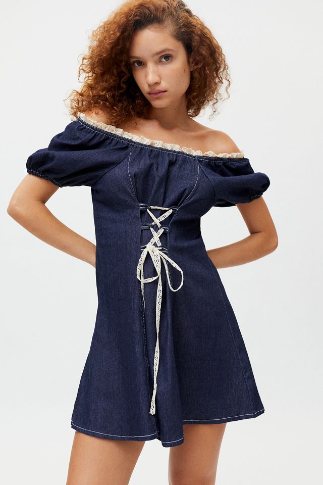 Love + Harmony LaceUp Mini Dress Urban Outfitters
