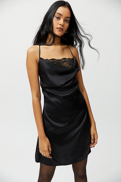urban outfitters black silk dress