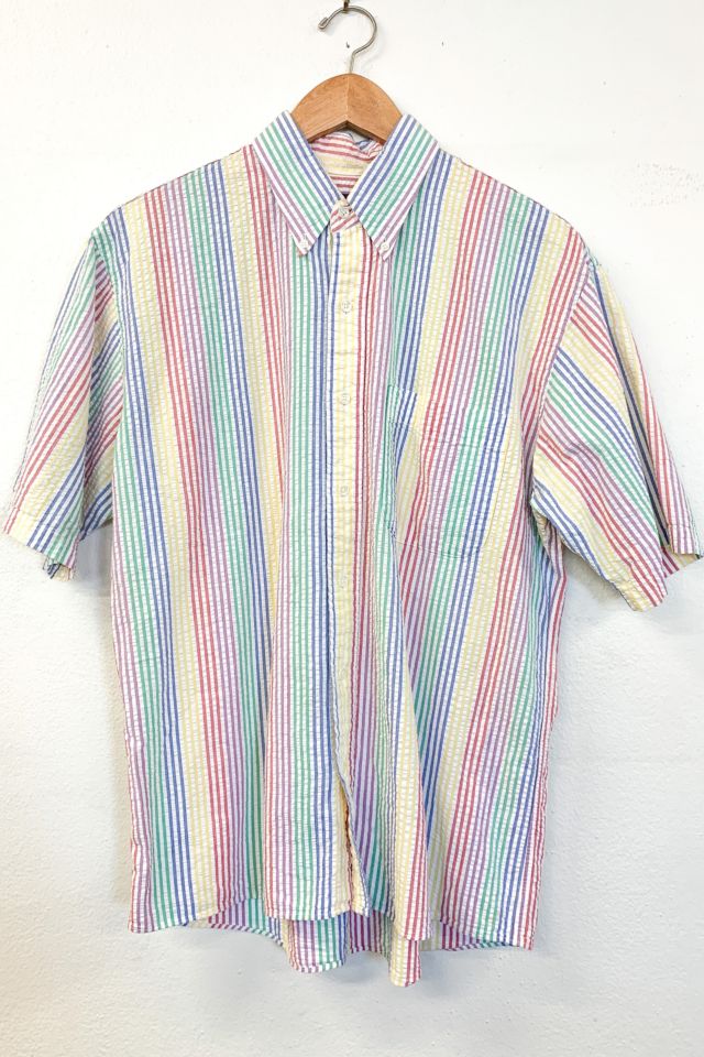 Vintage Rainbow Stripe Seersucker Button-Down Shirt | Urban Outfitters