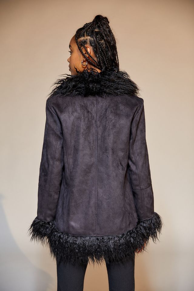 UO Amber Faux Fur Trim Coat