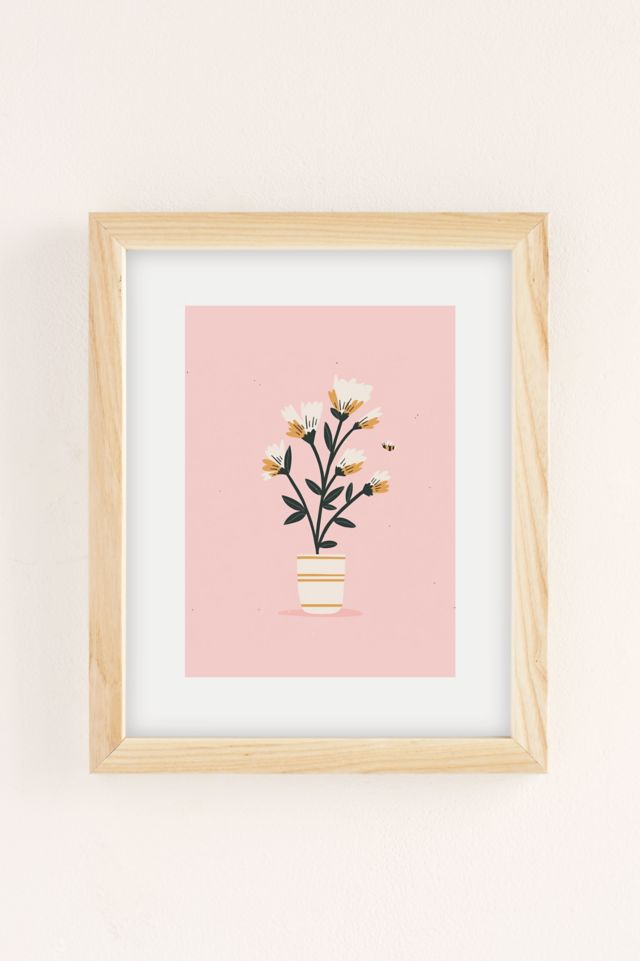 Charly Clements Bumble Bee Flowers Pink Art Print #1