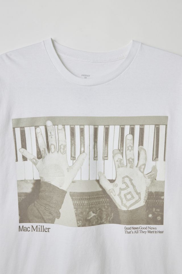 Mac Miller Piano Photo Tee in White at Urban Outfitters