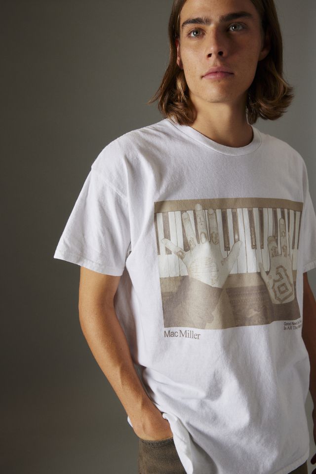 Mac Miller Piano Photo Tee in White at Urban Outfitters