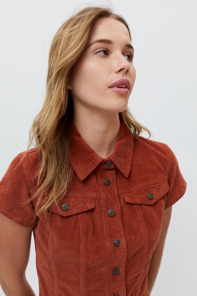urban outfitters green corduroy dress Vineyard Green Solid Front Pockets Sleeveless Corduroy Overall Dress Vineyard Green / XL / 100%Polyester
