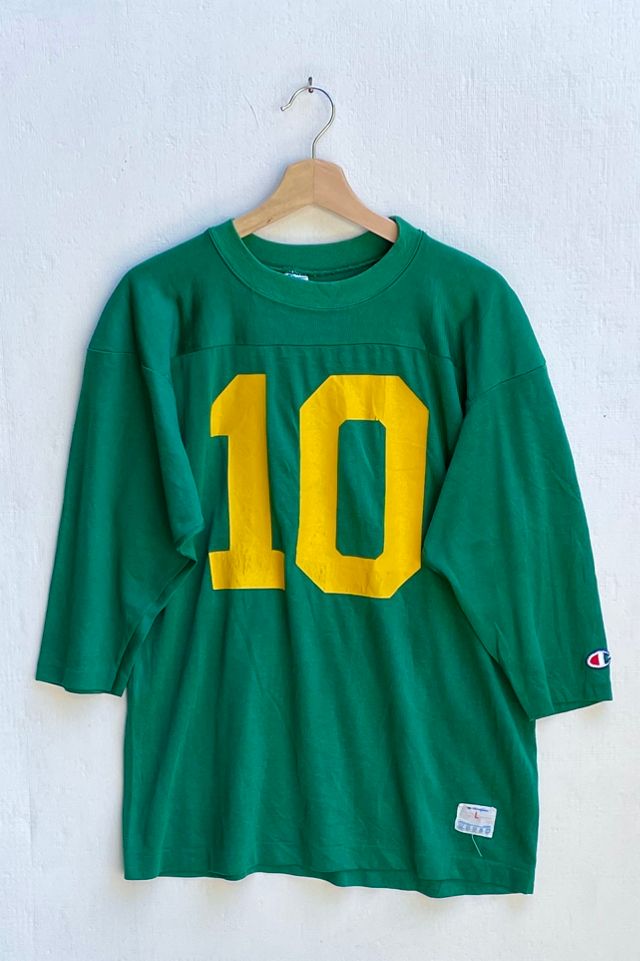 Vintage 70s Champion Green and Gold Football Jersey Made in USA