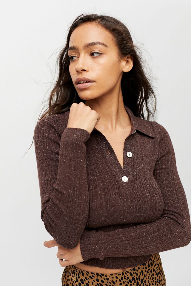UO Callie Collared Henley Sweater | Urban Outfitters