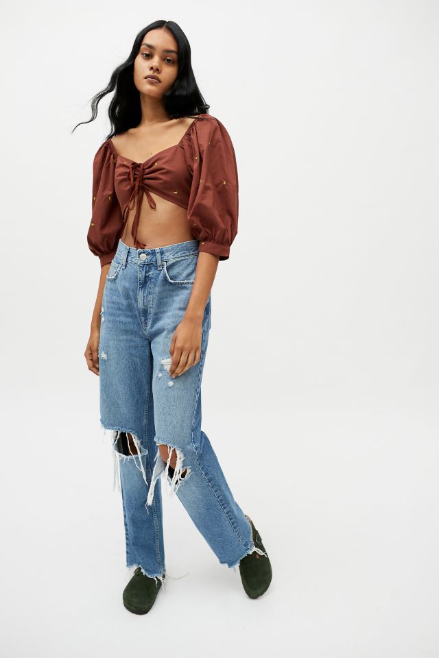 Another Girl Puff Sleeve Cropped Top #1