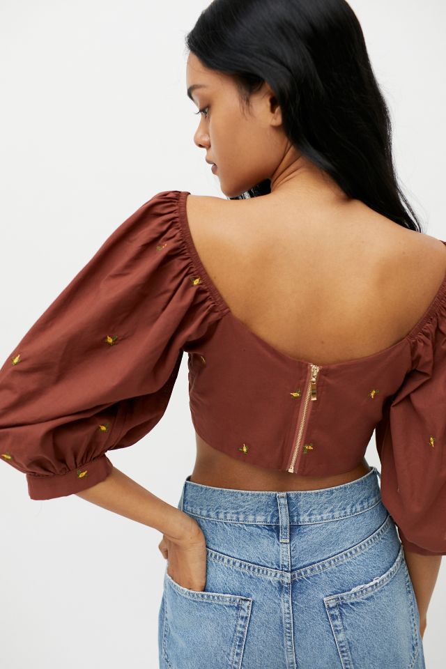 Another Girl Puff Sleeve Cropped Top #2