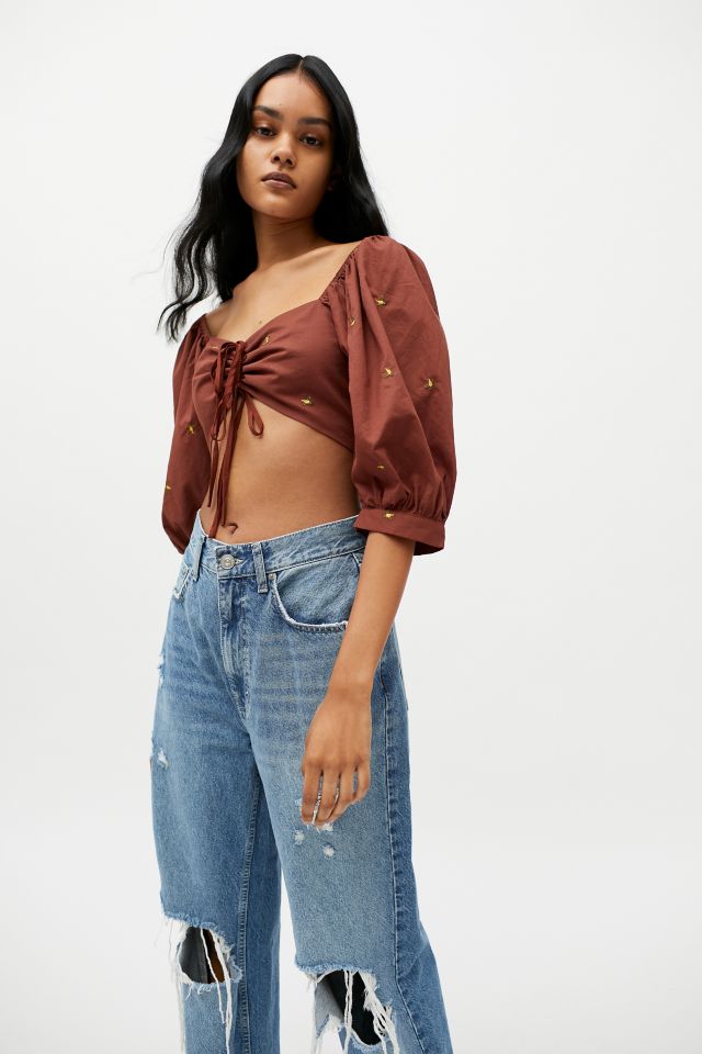 Another Girl Puff Sleeve Cropped Top #3