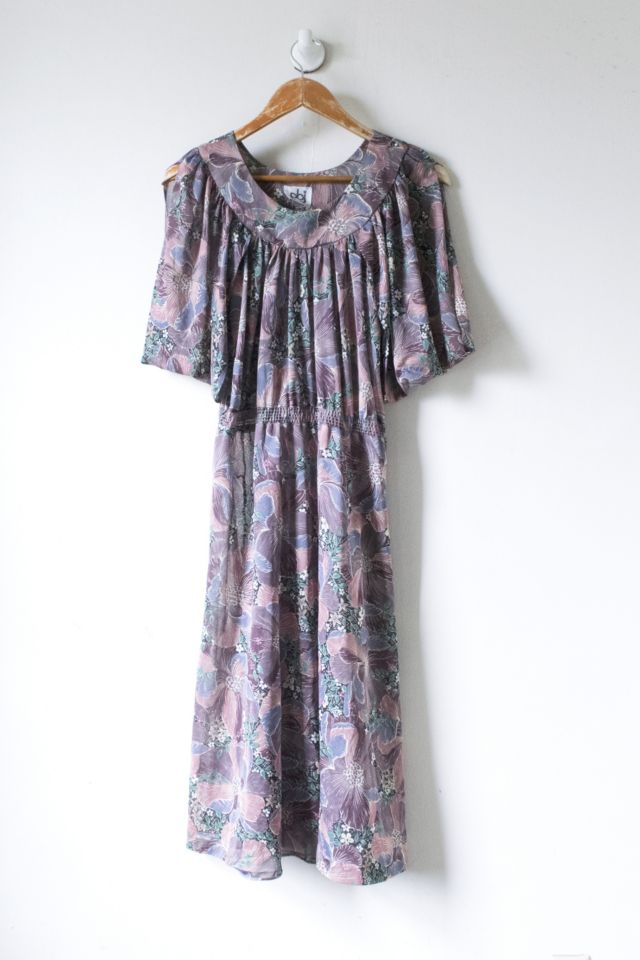 Vintage 70s Printed Pleated Dress | Urban Outfitters