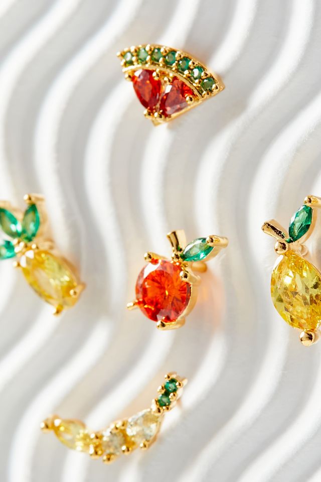 Girls Crew Tropical Fruit Basket Post Earring Set #1