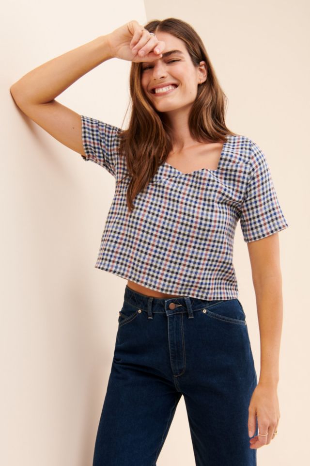 Rita Row Plaid Surplice Crop Top