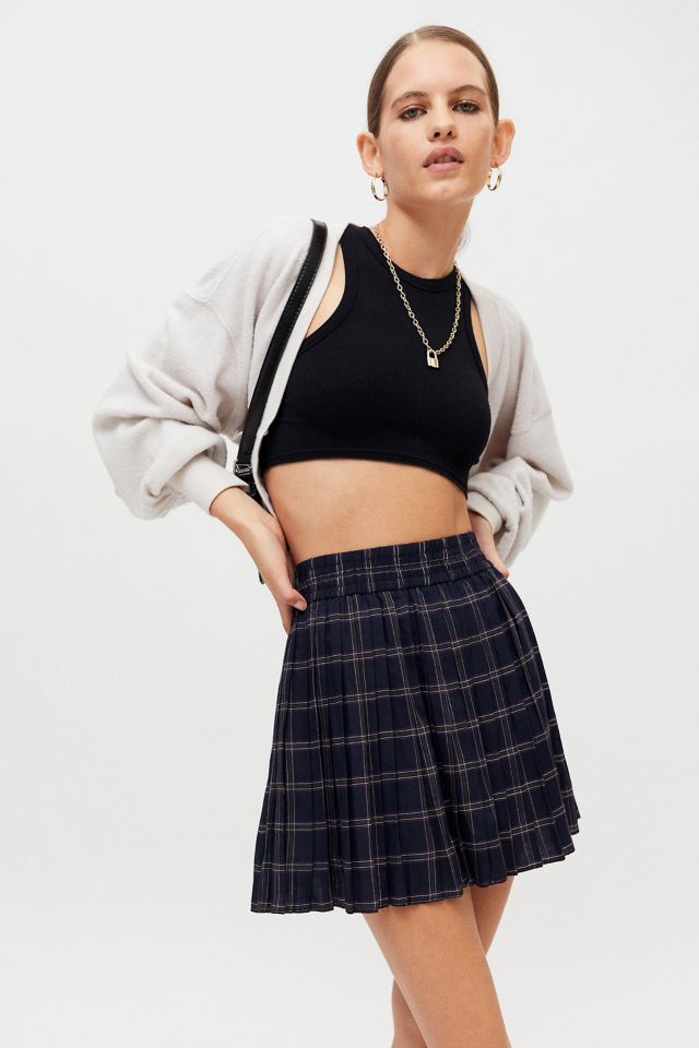 Urban Renewal Remade Plaid Pleated Mini Skirt