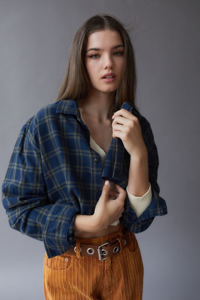 Urban Renewal Recycled Raw Cropped Flannel Shirt #4