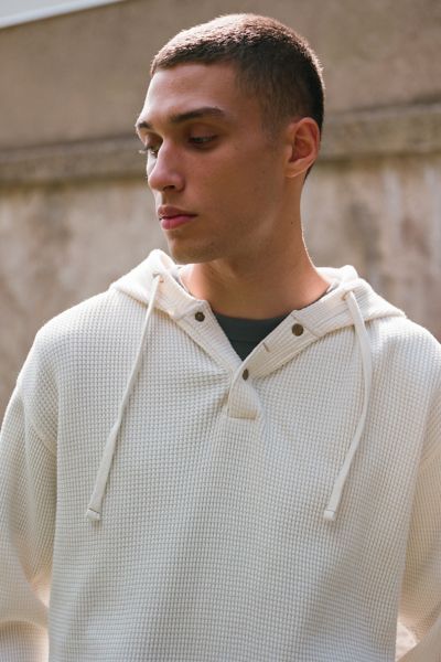 BDG WAFFLE KNIT HOODED RUGBY SHIRT 63861033