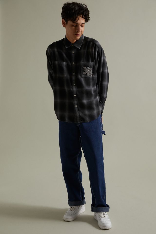 PATCHED FLANNEL SHIRT　XLARGE XLARGE Patched Flannel Long Sleeve Shirt | Urban Outfitters