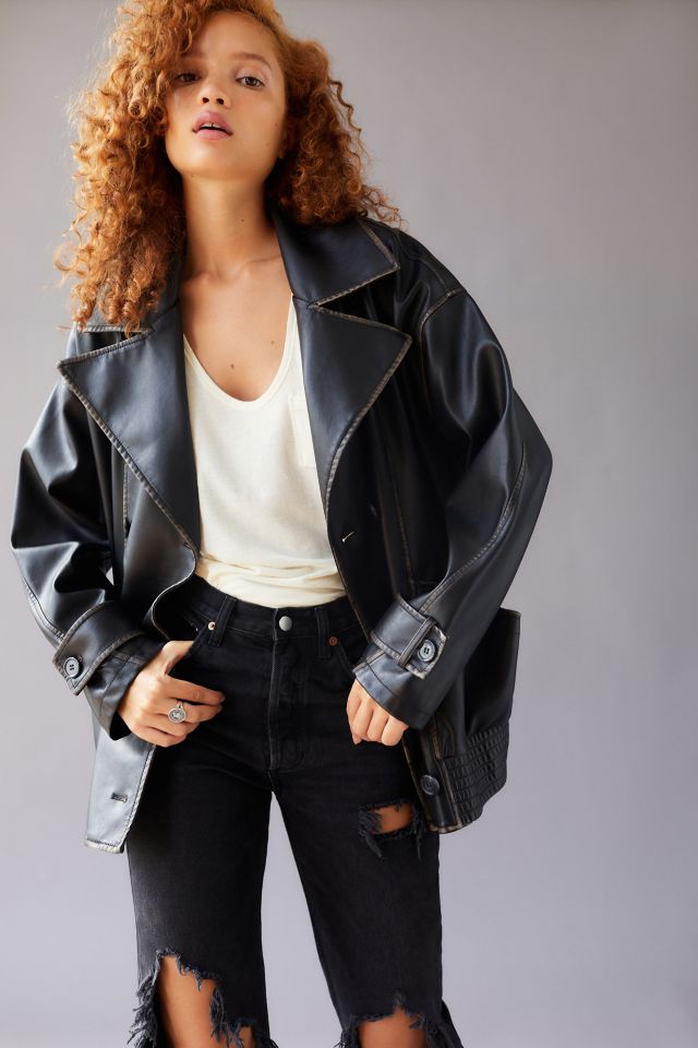 Avec Les Filles Faux Leather Utility Jacket