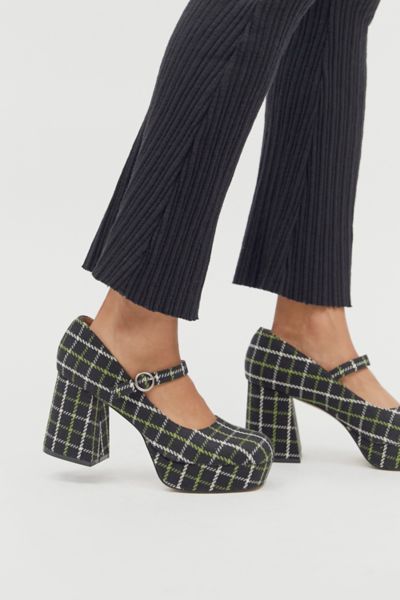 Zemeta Plaid Mary Jane Platform Heels