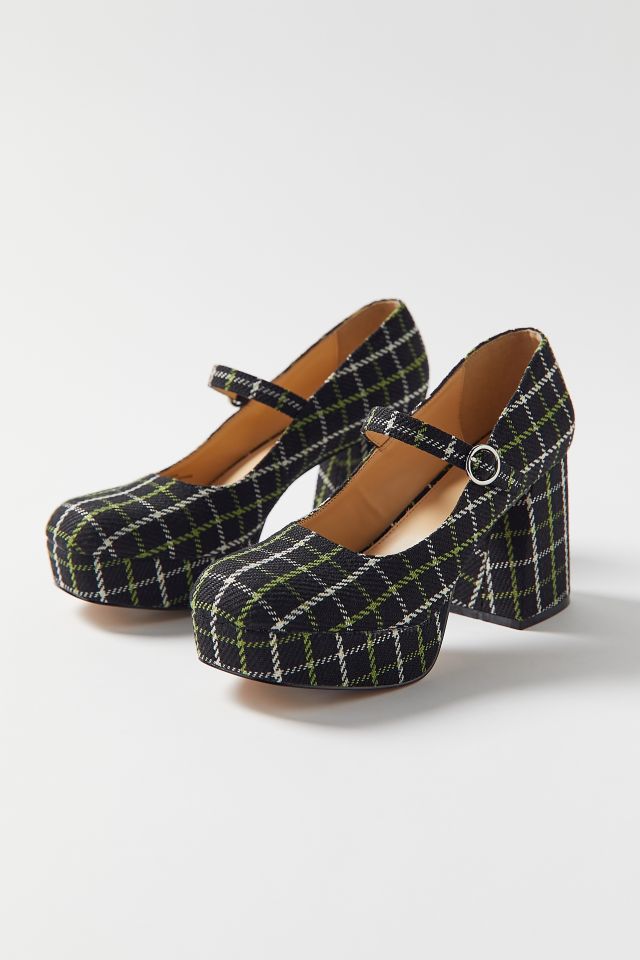 Zemeta Plaid Mary Jane Platform Heels