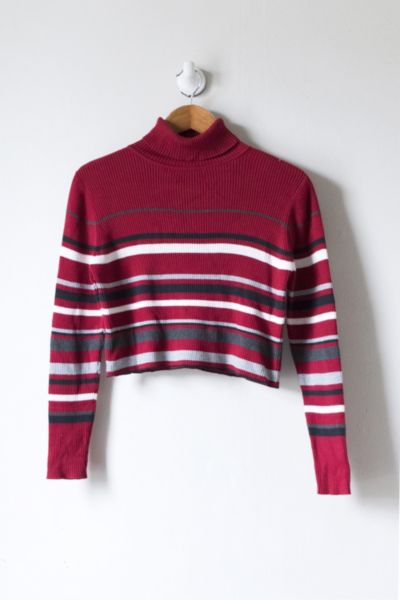 Vintage 90s Red Turtleneck Cropped Sweater | Urban Outfitters
