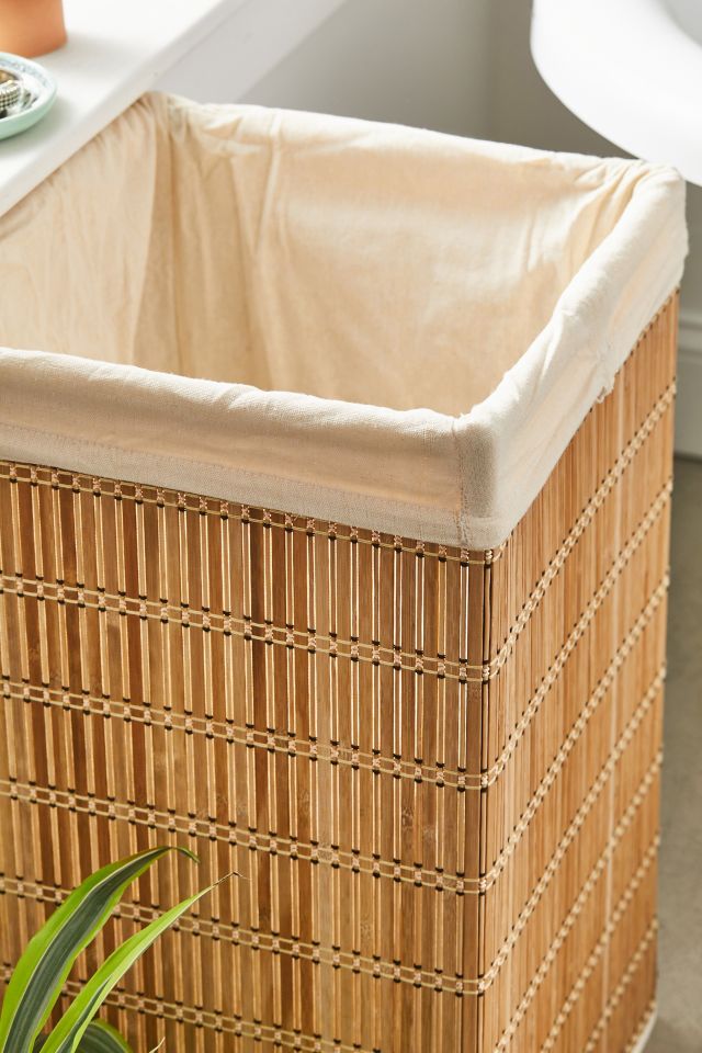 Bohemian Zen 25" Brown & White Wicker Square Hamper