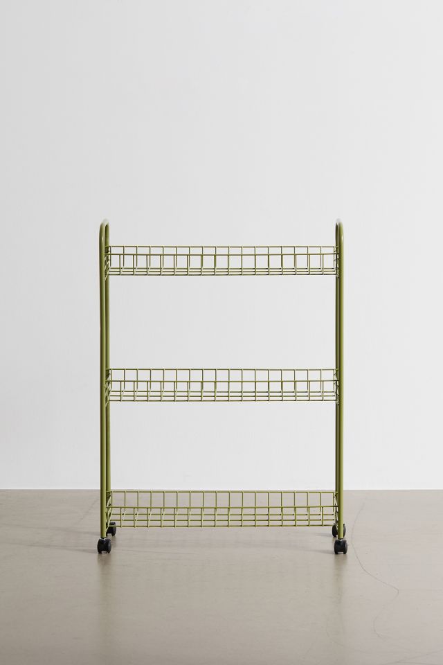 Olive Green 3-Tier Rust-Resistant Steel Rolling Cart