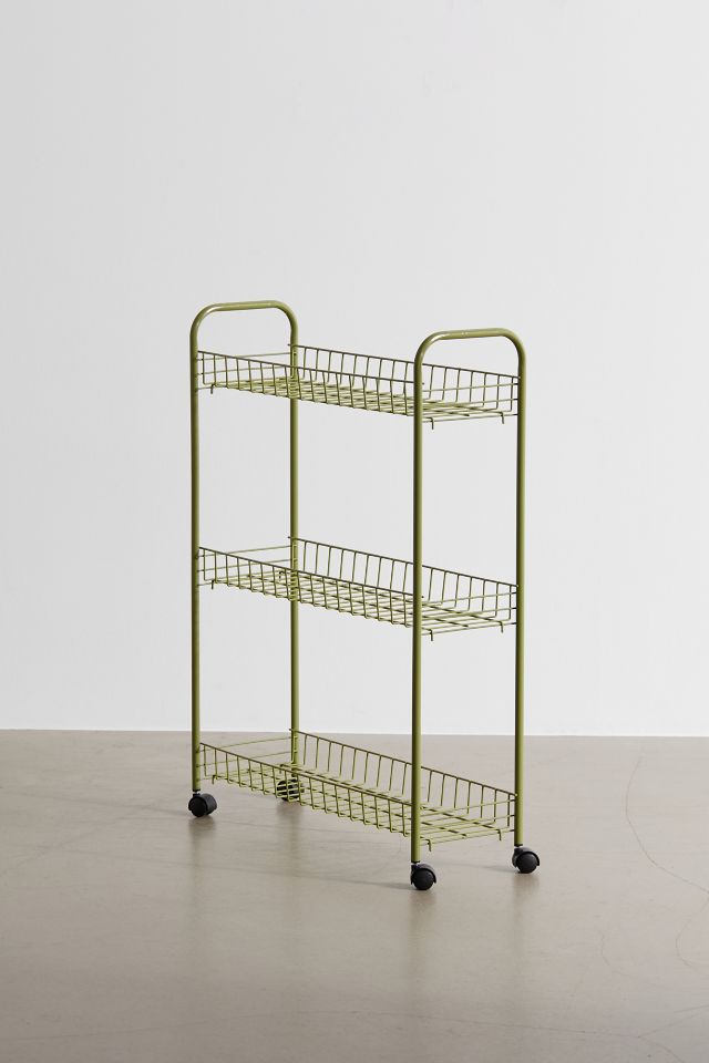 Olive Green 3-Tier Rust-Resistant Steel Rolling Cart