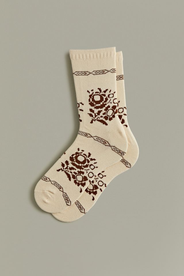 Floral Stamp Crew Sock | Urban Outfitters