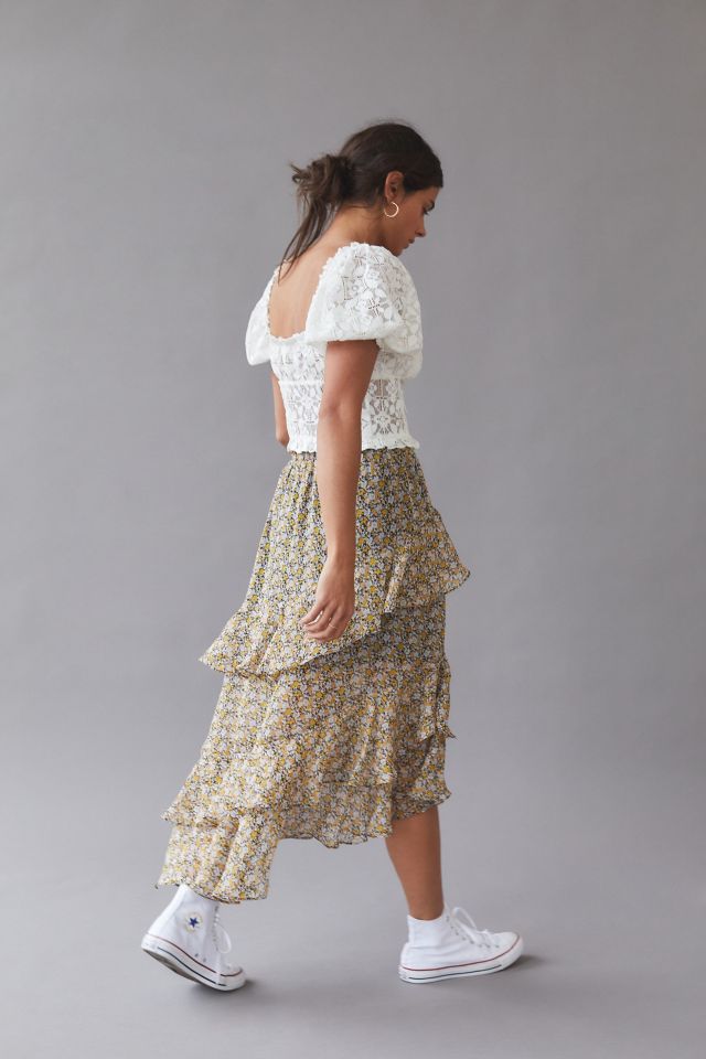 MINKPINK Nahla Tiered Midi Skirt #1