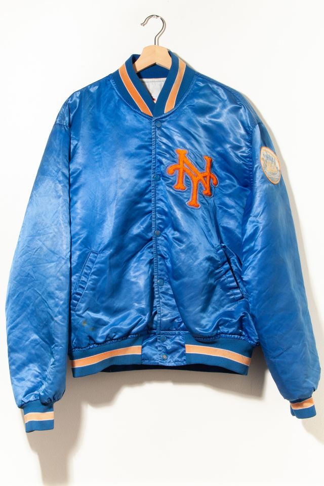 1980s Vintage New York Mets Satin Starter Jacket Distressed Made