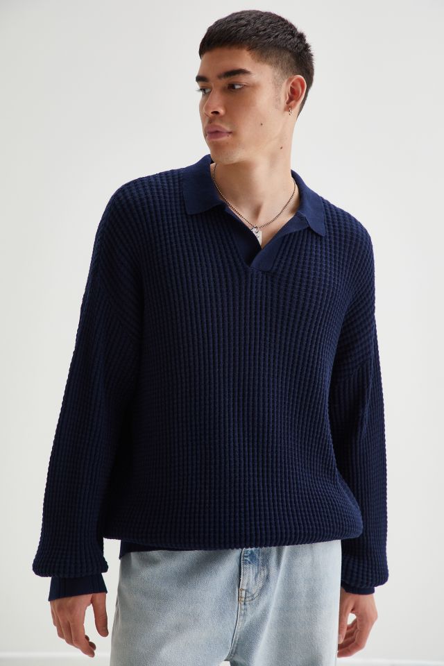 Standard Cloth Waffle Stitch Polo Sweater | Urban Outfitters